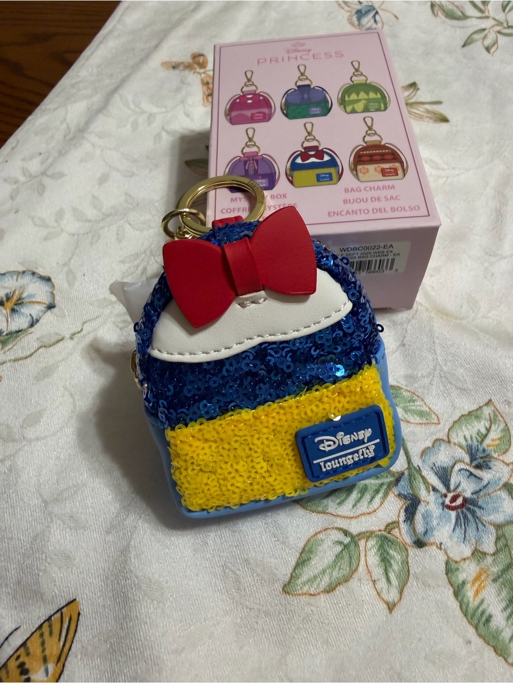 Disney Sequin Mini Backpack Keychain - Blue/Yellow/Red